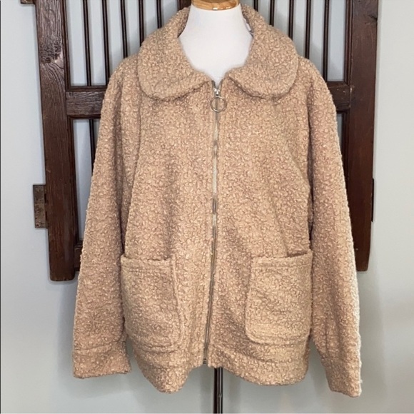 H&M FAUX TEDDY SHEARLING
JACKET LIGHT BEIGE SZ LARGE - Picture 2 of 6